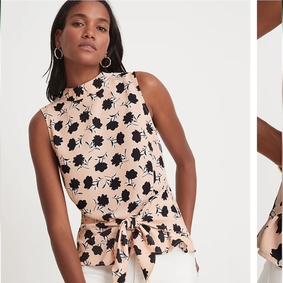 NWT Ann Taylor Floral Tie Waist Top Sz Medium - Picture 1 of 6
